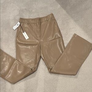 Babaton Faux Leather Straight Leg Pants in Taupe